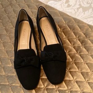 Black suede with bow lady’s loafers from Talbots